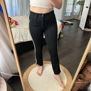 Mother Women’s Black 27 Insider Crop Guilty Racer Striped Jeans